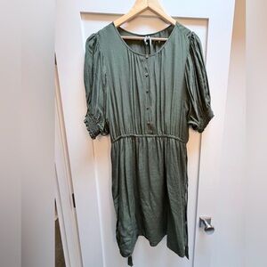 Anthropologie Olive Green Button-Front Women’s Dress